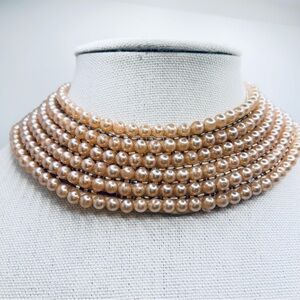 Six Row Elegant Pearl Collar Made In Japan